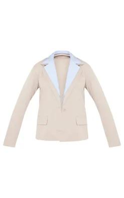Stone Shirt Collar Detail Blazer