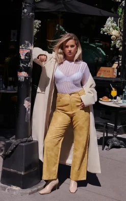 Stone Shoulder Padded Double Breasted Brushed Faux Wool Coat