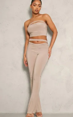 Stone Slinky Cutout Foldover Skinny Flare Pants