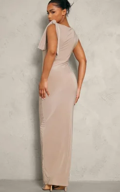 Stone Slinky Knot Drape Midaxi Dress