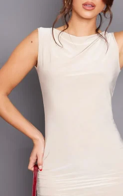 Stone Slinky Square Bodycon Dress