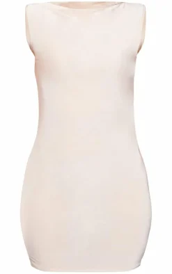 Stone Slinky Square Bodycon Dress