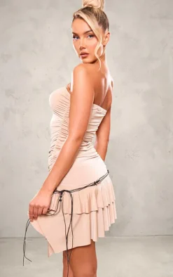 Stone Slinky Waist Tie Detail Shift Dress