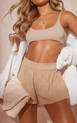 Stone Soft Crinkle Cotton Floaty Beach Shorts
