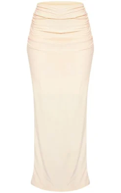 Stone Soft Touch Ruched Back Maxi Skirt