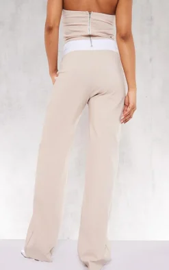Stone Stretch Woven Contrast Wide Leg Pants