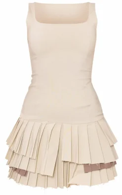 Stone Stretch Woven Extreme Pleated Shift Dress