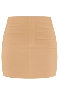 Stone Stretch Woven Placket Detail Mini Skirt