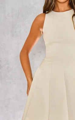 Stone Stretch Woven Racer Pleated Shift Dress