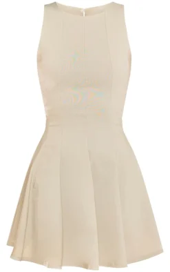 Stone Stretch Woven Racer Pleated Shift Dress