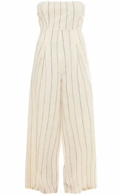 Stone Stripe Bandeau Pocket Detail Jumpsuit