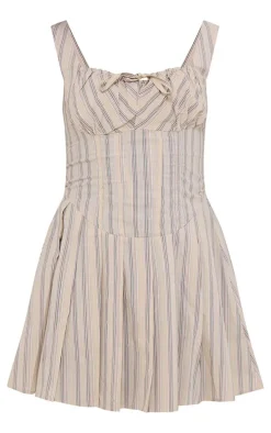 Stone Stripe Pleated Shift Dress