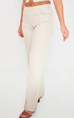 Stone Tailored Contrast Stitching Seam Detail Wide Leg Pants