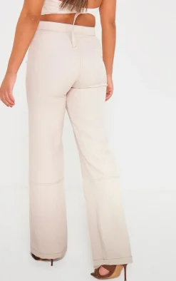 Stone Tailored Contrast Stitching Seam Detail Wide Leg Pants