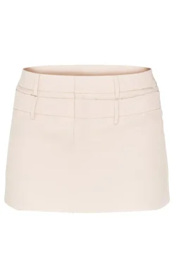 Stone Tailored Woven Double Waistband Mini Skirt