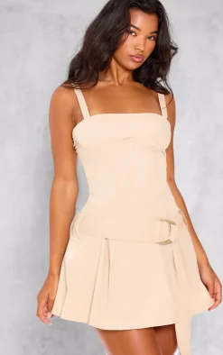 Stone Tailored Woven Underwired Belted Shift Dress