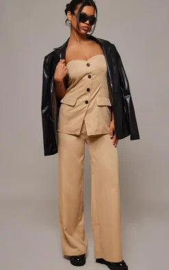 Stone Tailored Woven Vest Bandeau Jumpsuit