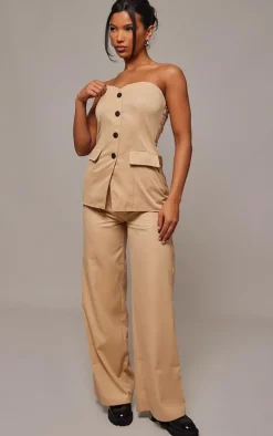 Stone Tailored Woven Vest Bandeau Jumpsuit