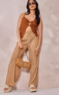 Stone Textured Jersey Floaty Wide Leg Pants