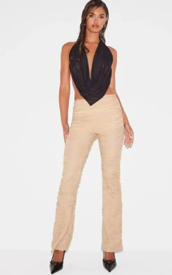 Stone Textured Jersey Straight Leg Pants