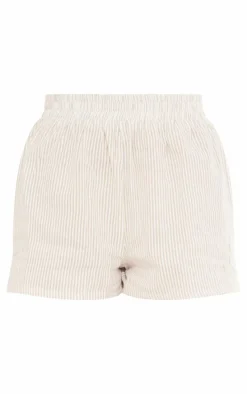 Stone Textured Linen Look Striped Floaty Shorts