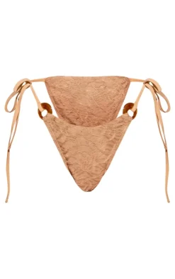 Stone Textured O Ring Tie Side Bikini Bottoms
