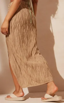 Stone Textured O-ring Front Midi Skirt
