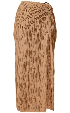 Stone Textured O-ring Front Midi Skirt