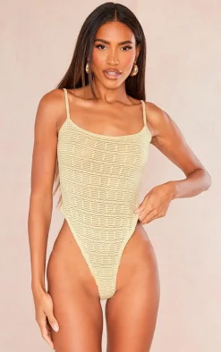 Stone Textured Strappy Open Back Bodysuit