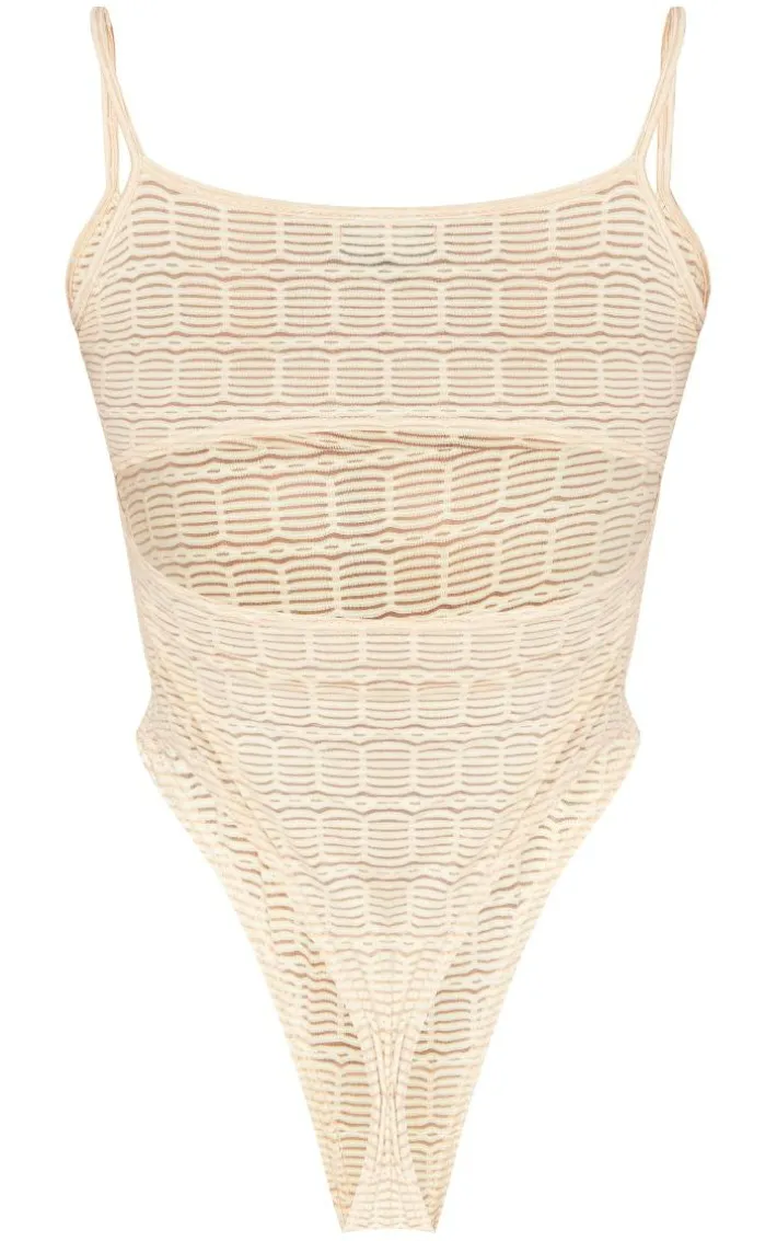 Stone Textured Strappy Open Back Bodysuit