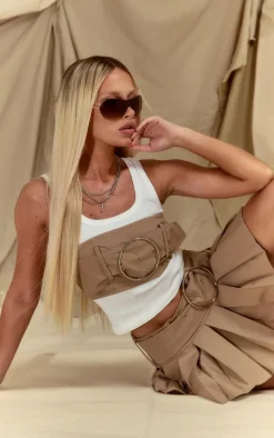 Stone Twill Belt Buckle Detail Micro Bandeau