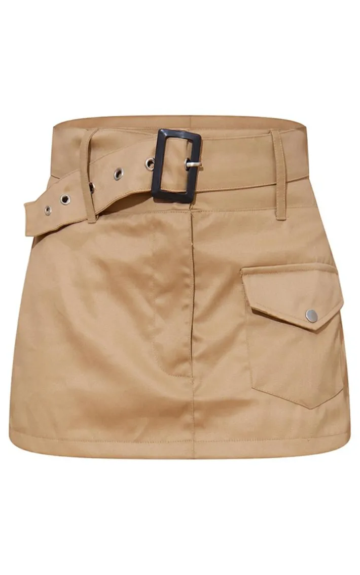 Stone Twill Pocket Front Cargo Skirt