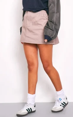 Stone Twill Pocket Front Micro Mini Cargo Skirt