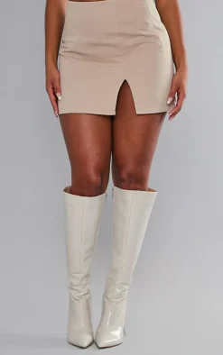 Stone Twill Split Hem Cargo Mini Skirt