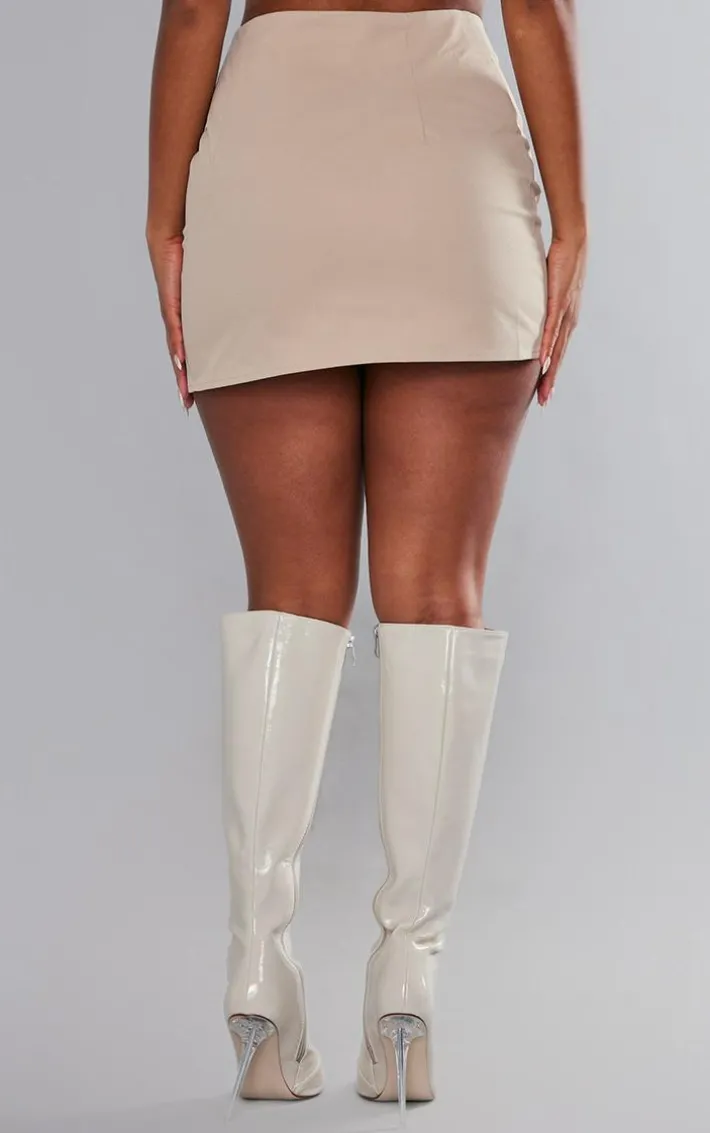 Stone Twill Split Hem Cargo Mini Skirt