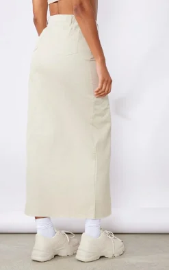 Stone Twill Split Thigh Midaxi Skirt
