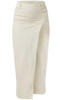 Stone Twill Split Thigh Midaxi Skirt