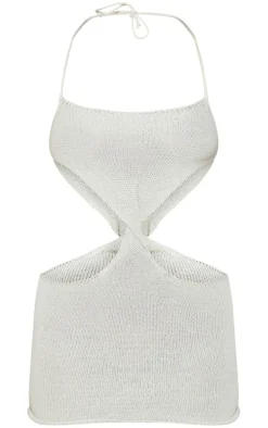 Stone Twist Waist Knit Mini Dress