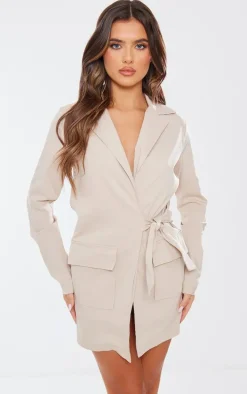 Stone Utility Pocket Detail Tie Cargo Dress