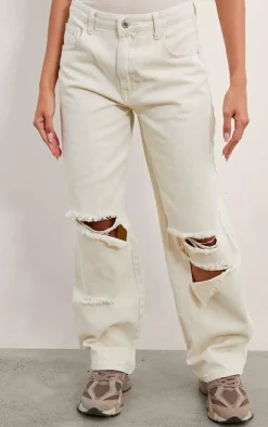 Stone Washed Baggy Low Rise Ripped Boyfriend Jeans