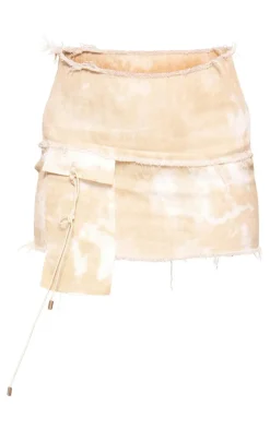 Stone Washed Twill Frayed Edge Mini Skirt