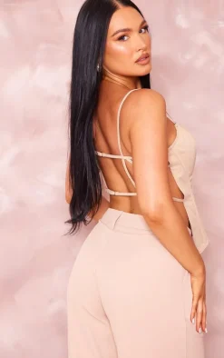 Stone Woven Backless Lace Up Boned Corset