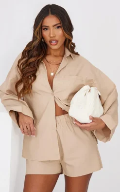 Stone Woven Elastic Waist Floaty Shorts