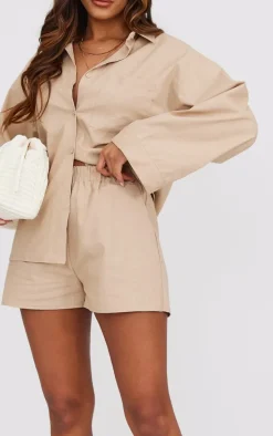 Stone Woven Elastic Waist Floaty Shorts