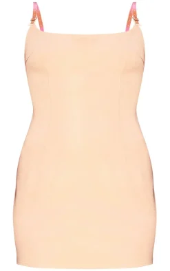 Stone Woven Faux Leather Strap Mini Dress