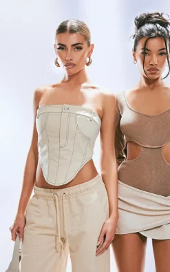 Stone Woven Pant Detailed Corset