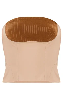 Stone Woven Pinstripe Bust Crop Top