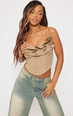 Stone Woven Ruffle Bust Corset