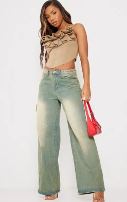 Stone Woven Ruffle Bust Corset