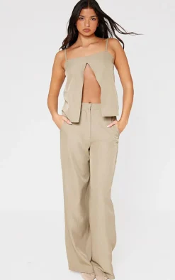 Stone Woven Straight Leg Pants